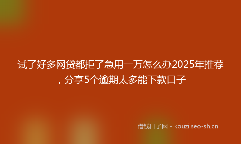 试了好多网贷都拒了急用一万怎么办2025年推荐，分享5个逾期太多能下款口子