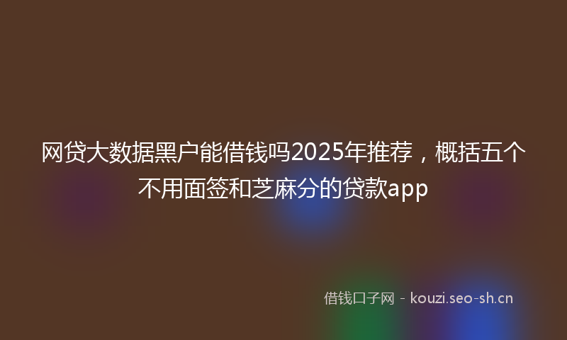 网贷大数据黑户能借钱吗2025年推荐，概括五个不用面签和芝麻分的贷款app