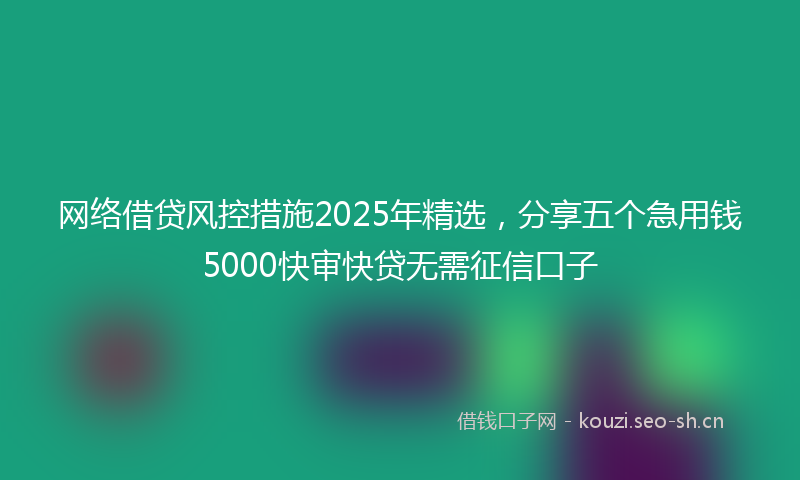 网络借贷风控措施2025年精选，分享五个急用钱5000快审快贷无需征信口子