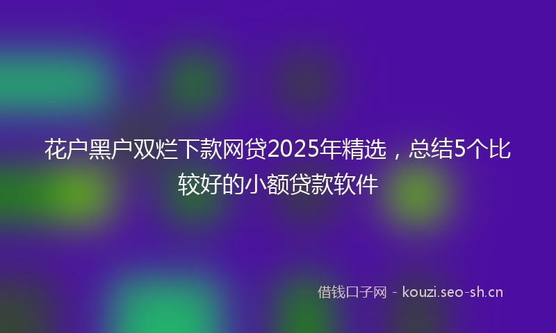 花户黑户双烂下款网贷2025年精选，总结5个比较好的小额贷款软件