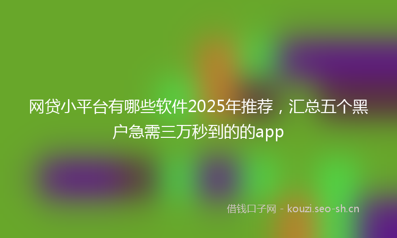 网贷小平台有哪些软件2025年推荐，汇总五个黑户急需三万秒到的的app