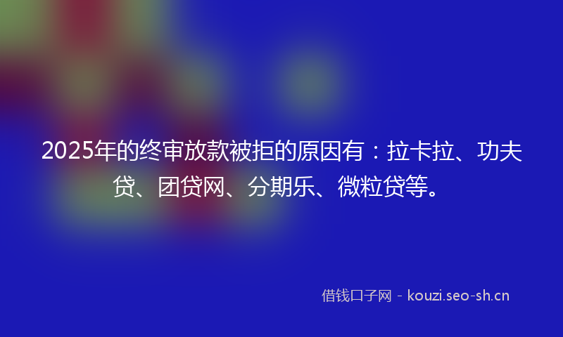 2025年的终审放款被拒的原因有：拉卡拉、功夫贷、团贷网、分期乐、微粒贷等。