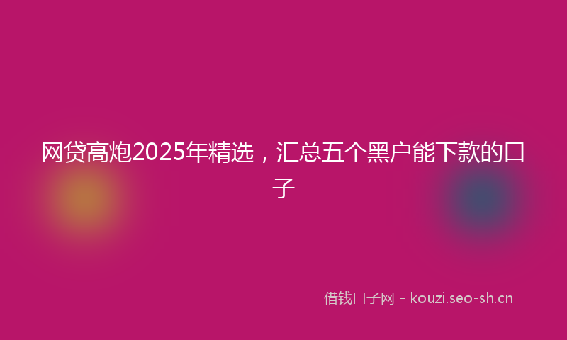 网贷高炮2025年精选，汇总五个黑户能下款的口子