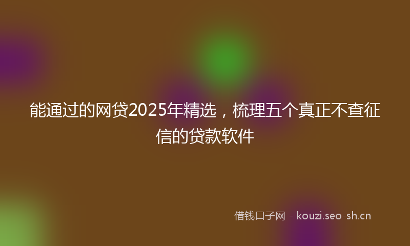 能通过的网贷2025年精选，梳理五个真正不查征信的贷款软件
