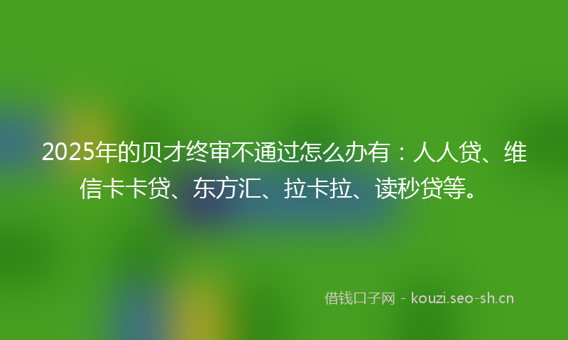 2025年的贝才终审不通过怎么办有：人人贷、维信卡卡贷、东方汇、拉卡拉、读秒贷等。