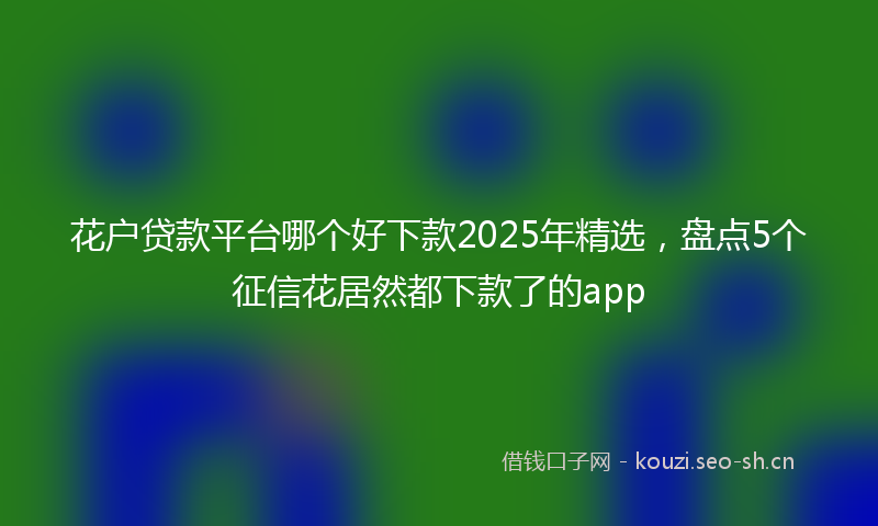 花户贷款平台哪个好下款2025年精选，盘点5个征信花居然都下款了的app