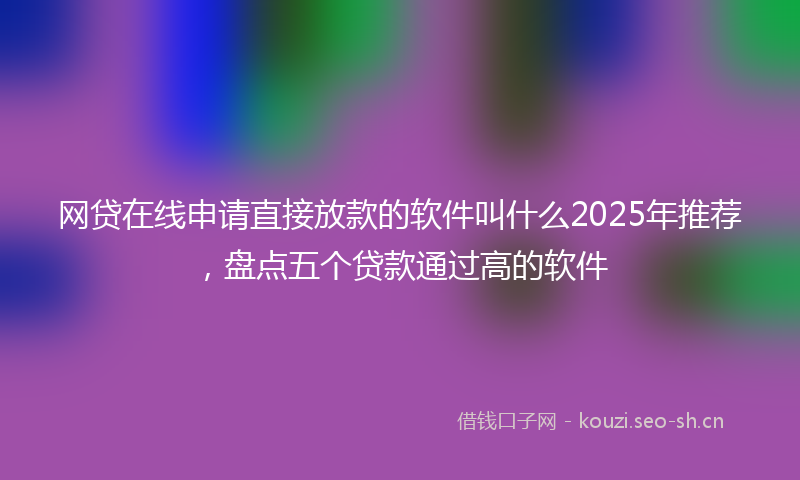 网贷在线申请直接放款的软件叫什么2025年推荐，盘点五个贷款通过高的软件