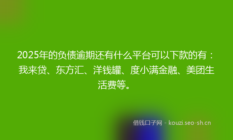 2025年的负债逾期还有什么平台可以下款的有：我来贷、东方汇、洋钱罐、度小满金融、美团生活费等。