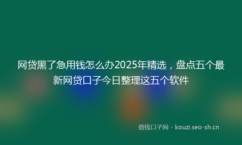 网贷黑了急用钱怎么办2025年精选，盘点五个最新网贷口子今日整理这五个软件