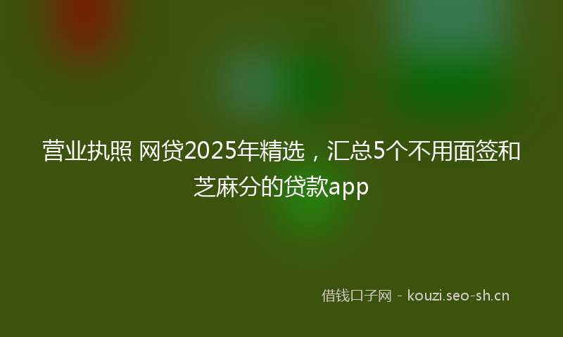 营业执照 网贷2025年精选，汇总5个不用面签和芝麻分的贷款app