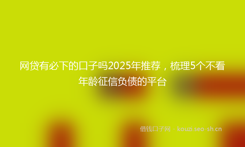 网贷有必下的口子吗2025年推荐，梳理5个不看年龄征信负债的平台