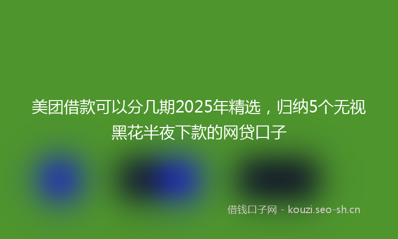 美团借款可以分几期2025年精选，归纳5个无视黑花半夜下款的网贷口子