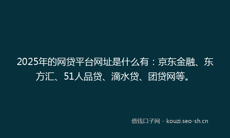 2025年的网贷平台网址是什么有：京东金融、东方汇、51人品贷、滴水贷、团贷网等。