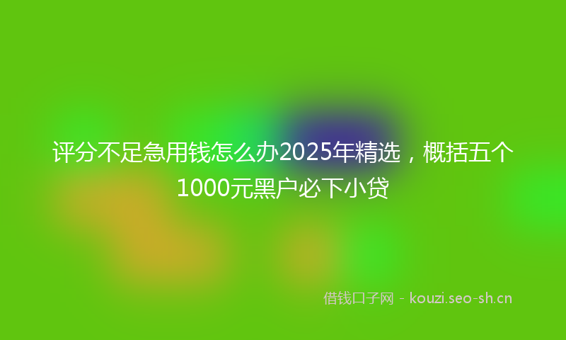 评分不足急用钱怎么办2025年精选，概括五个1000元黑户必下小贷