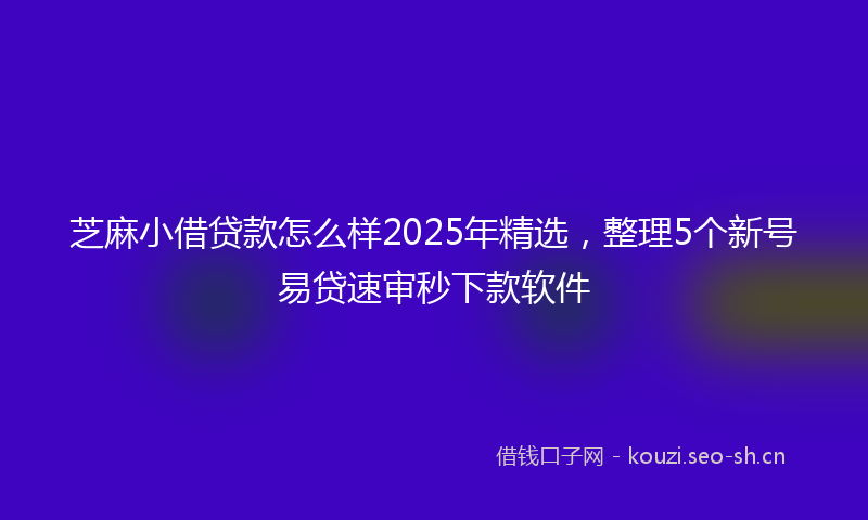 芝麻小借贷款怎么样2025年精选，整理5个新号易贷速审秒下款软件