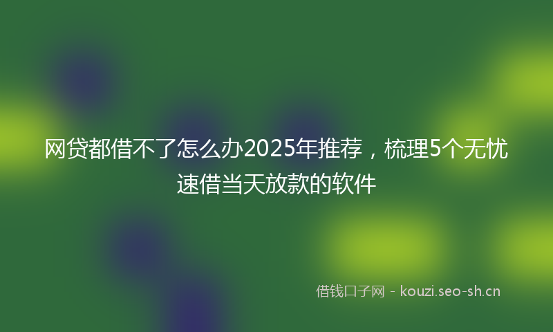 网贷都借不了怎么办2025年推荐，梳理5个无忧速借当天放款的软件