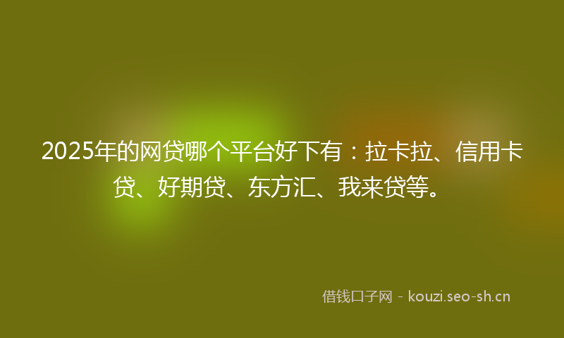 2025年的网贷哪个平台好下有：拉卡拉、信用卡贷、好期贷、东方汇、我来贷等。