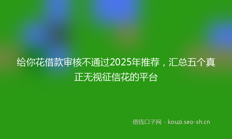 给你花借款审核不通过2025年推荐，汇总五个真正无视征信花的平台