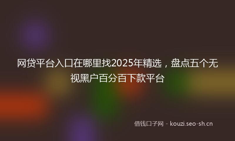 网贷平台入口在哪里找2025年精选，盘点五个无视黑户百分百下款平台