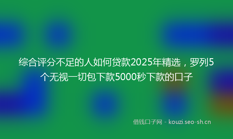 综合评分不足的人如何贷款2025年精选，罗列5个无视一切包下款5000秒下款的口子