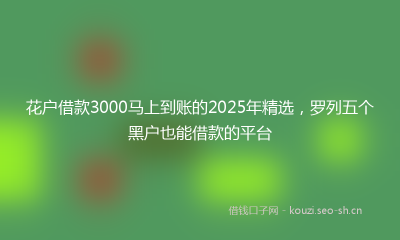 花户借款3000马上到账的2025年精选，罗列五个黑户也能借款的平台