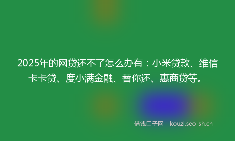 2025年的网贷还不了怎么办有：小米贷款、维信卡卡贷、度小满金融、替你还、惠商贷等。