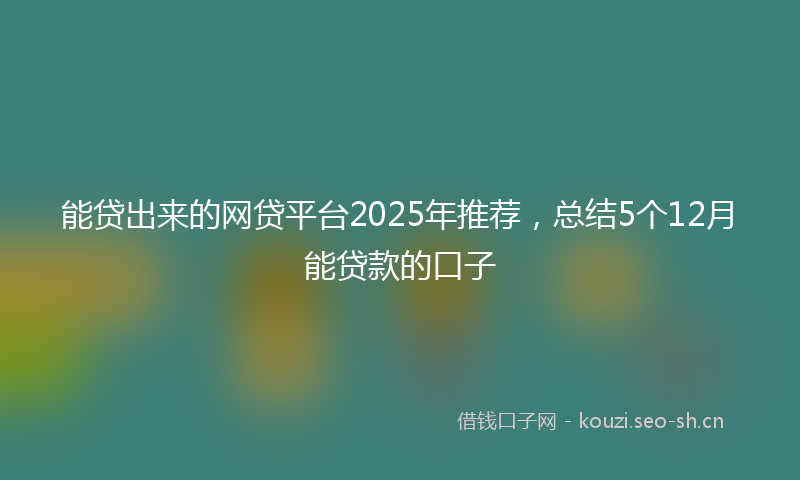 能贷出来的网贷平台2025年推荐，总结5个12月能贷款的口子