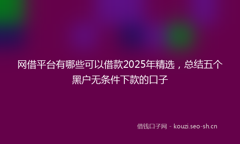 网借平台有哪些可以借款2025年精选，总结五个黑户无条件下款的口子