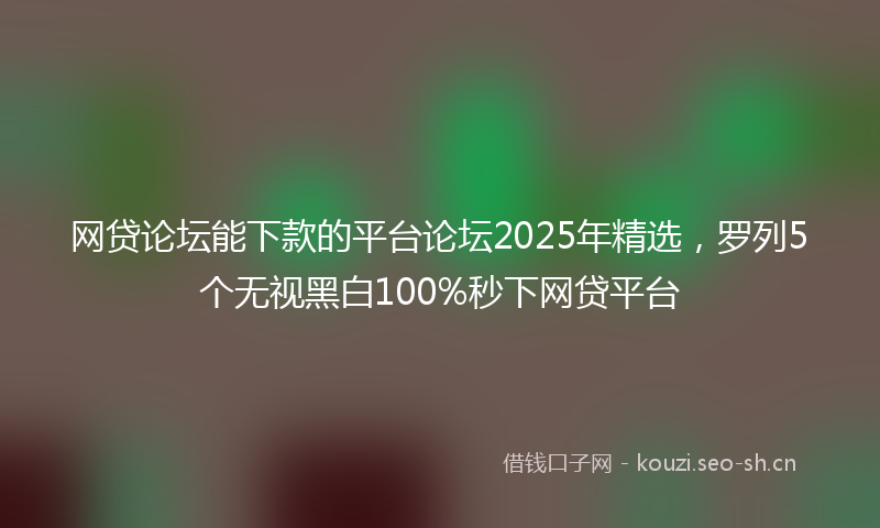 网贷论坛能下款的平台论坛2025年精选，罗列5个无视黑白100%秒下网贷平台