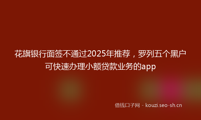 花旗银行面签不通过2025年推荐，罗列五个黑户可快速办理小额贷款业务的app