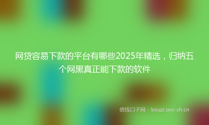 网贷容易下款的平台有哪些2025年精选，归纳五个网黑真正能下款的软件