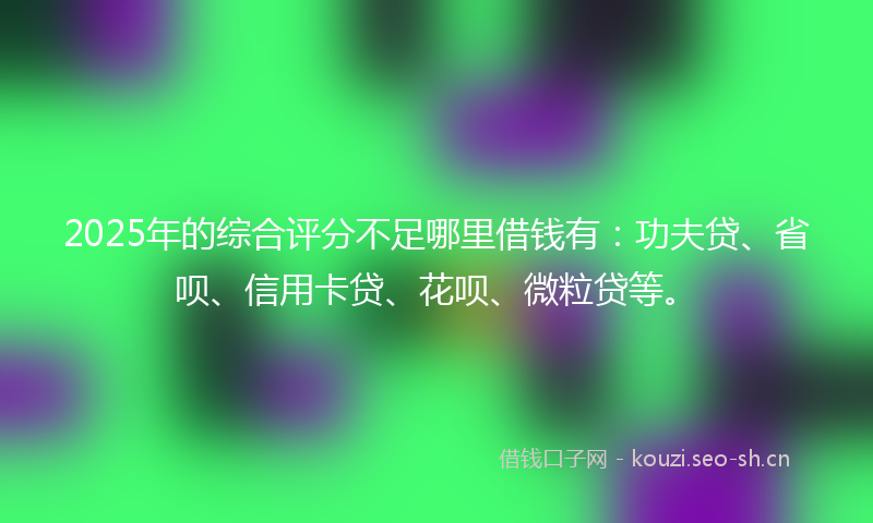 2025年的综合评分不足哪里借钱有：功夫贷、省呗、信用卡贷、花呗、微粒贷等。