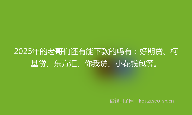 2025年的老哥们还有能下款的吗有：好期贷、柯基贷、东方汇、你我贷、小花钱包等。