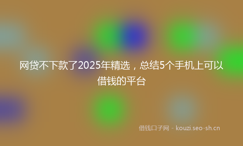 网贷不下款了2025年精选，总结5个手机上可以借钱的平台
