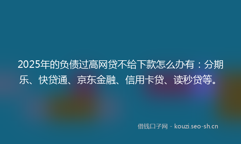 2025年的负债过高网贷不给下款怎么办有：分期乐、快贷通、京东金融、信用卡贷、读秒贷等。
