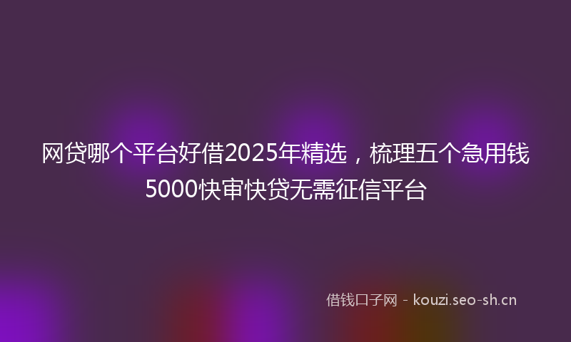 网贷哪个平台好借2025年精选，梳理五个急用钱5000快审快贷无需征信平台