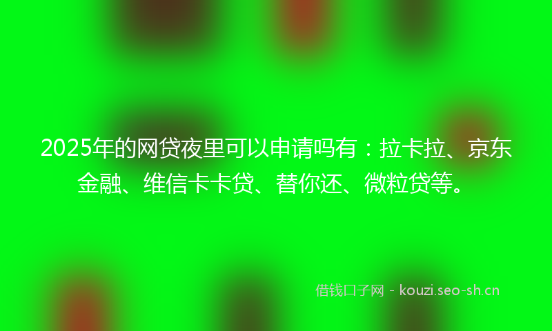 2025年的网贷夜里可以申请吗有：拉卡拉、京东金融、维信卡卡贷、替你还、微粒贷等。