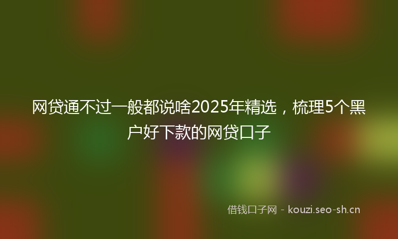 网贷通不过一般都说啥2025年精选，梳理5个黑户好下款的网贷口子