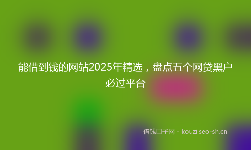 能借到钱的网站2025年精选，盘点五个网贷黑户必过平台