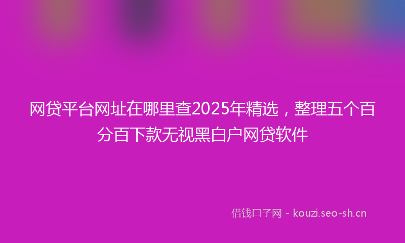 网贷平台网址在哪里查2025年精选，整理五个百分百下款无视黑白户网贷软件