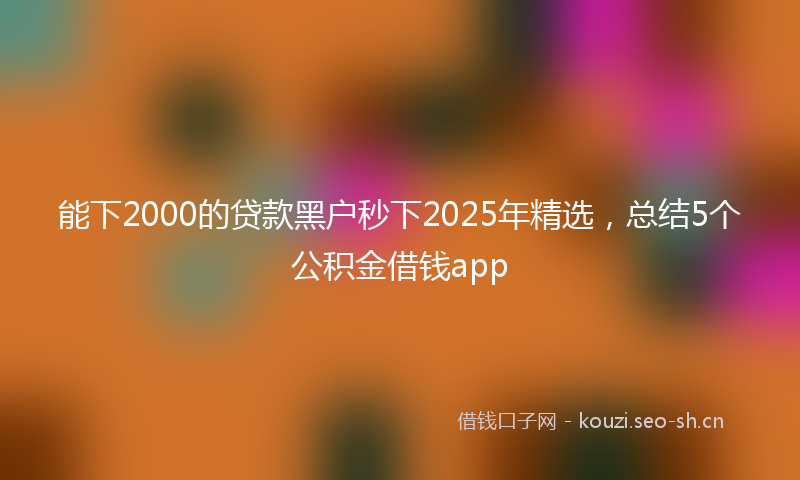 能下2000的贷款黑户秒下2025年精选，总结5个公积金借钱app