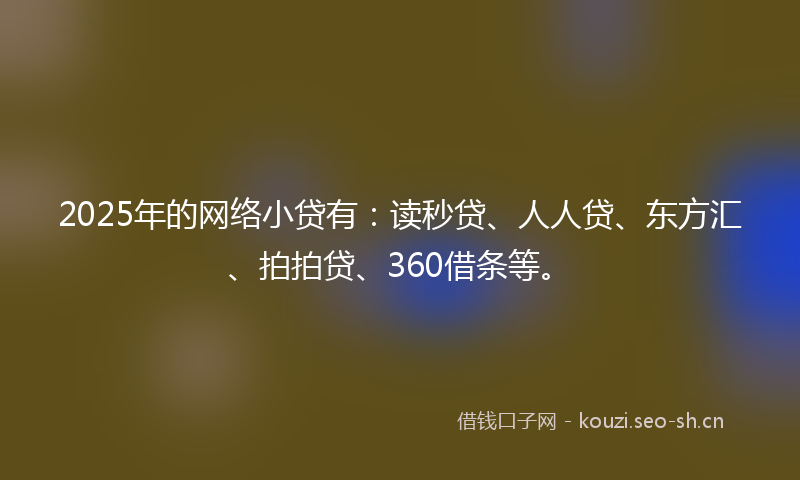 2025年的网络小贷有：读秒贷、人人贷、东方汇、拍拍贷、360借条等。