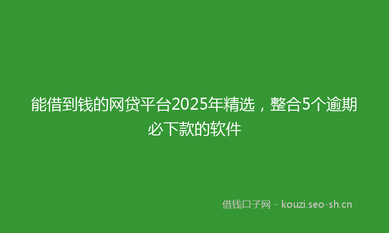 能借到钱的网贷平台2025年精选，整合5个逾期必下款的软件