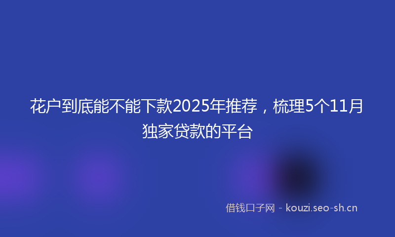 花户到底能不能下款2025年推荐，梳理5个11月独家贷款的平台