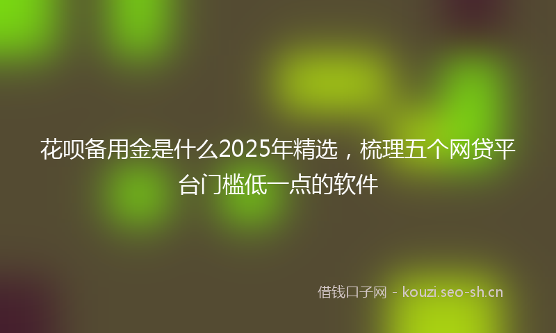 花呗备用金是什么2025年精选，梳理五个网贷平台门槛低一点的软件