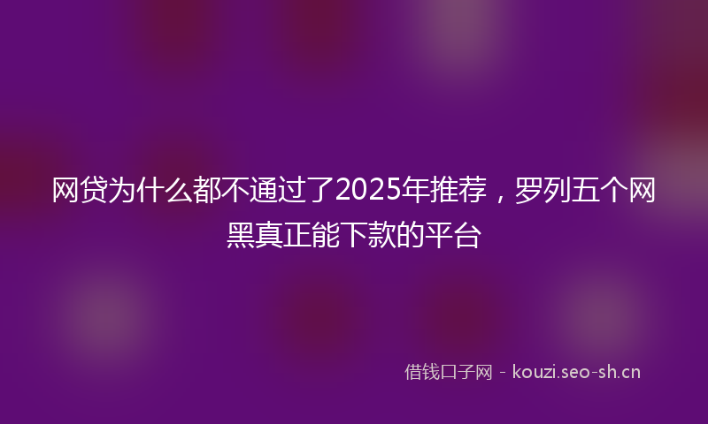 网贷为什么都不通过了2025年推荐，罗列五个网黑真正能下款的平台