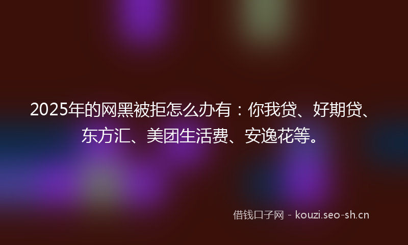 2025年的网黑被拒怎么办有：你我贷、好期贷、东方汇、美团生活费、安逸花等。
