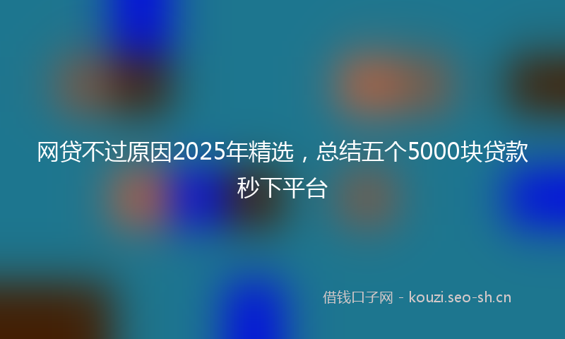 网贷不过原因2025年精选，总结五个5000块贷款秒下平台