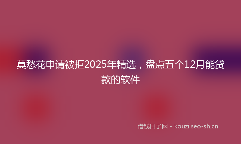 莫愁花申请被拒2025年精选，盘点五个12月能贷款的软件