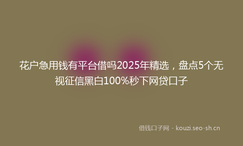 花户急用钱有平台借吗2025年精选，盘点5个无视征信黑白100%秒下网贷口子